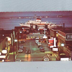 Vintage Postcard - Port Angeles Evening Ferry Arrival - Dexter Press